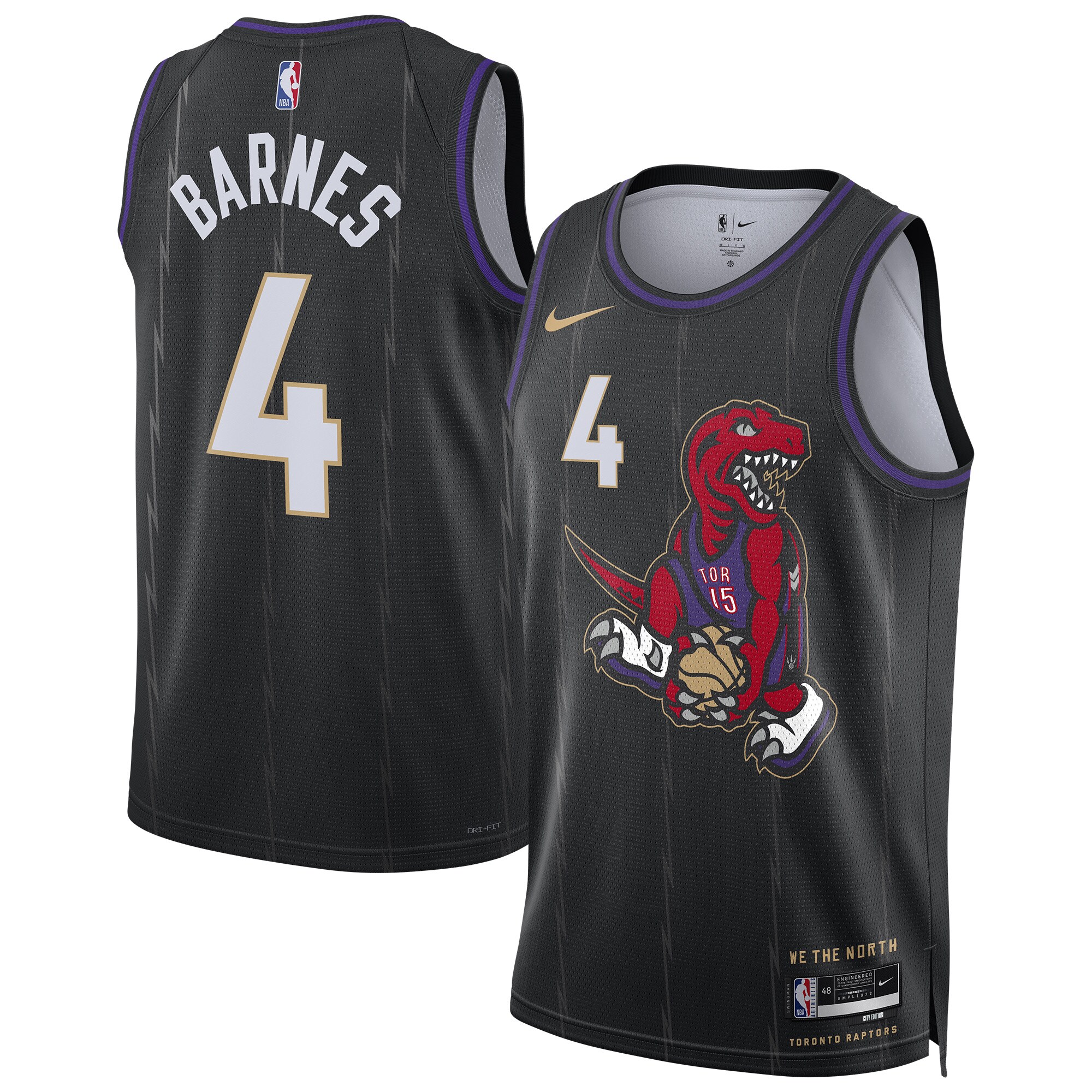 Unisex Toronto Raptors Scottie Barnes  Black 2024/25 Swingman  Jersey - City Edition