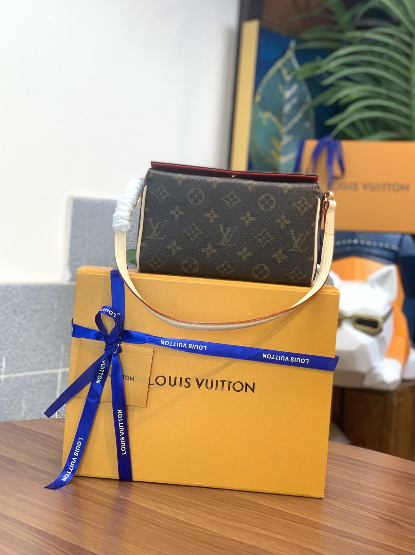 TOP Louis Vuitton LV Vintage Monogram Bag 21x6x12cm - Brown