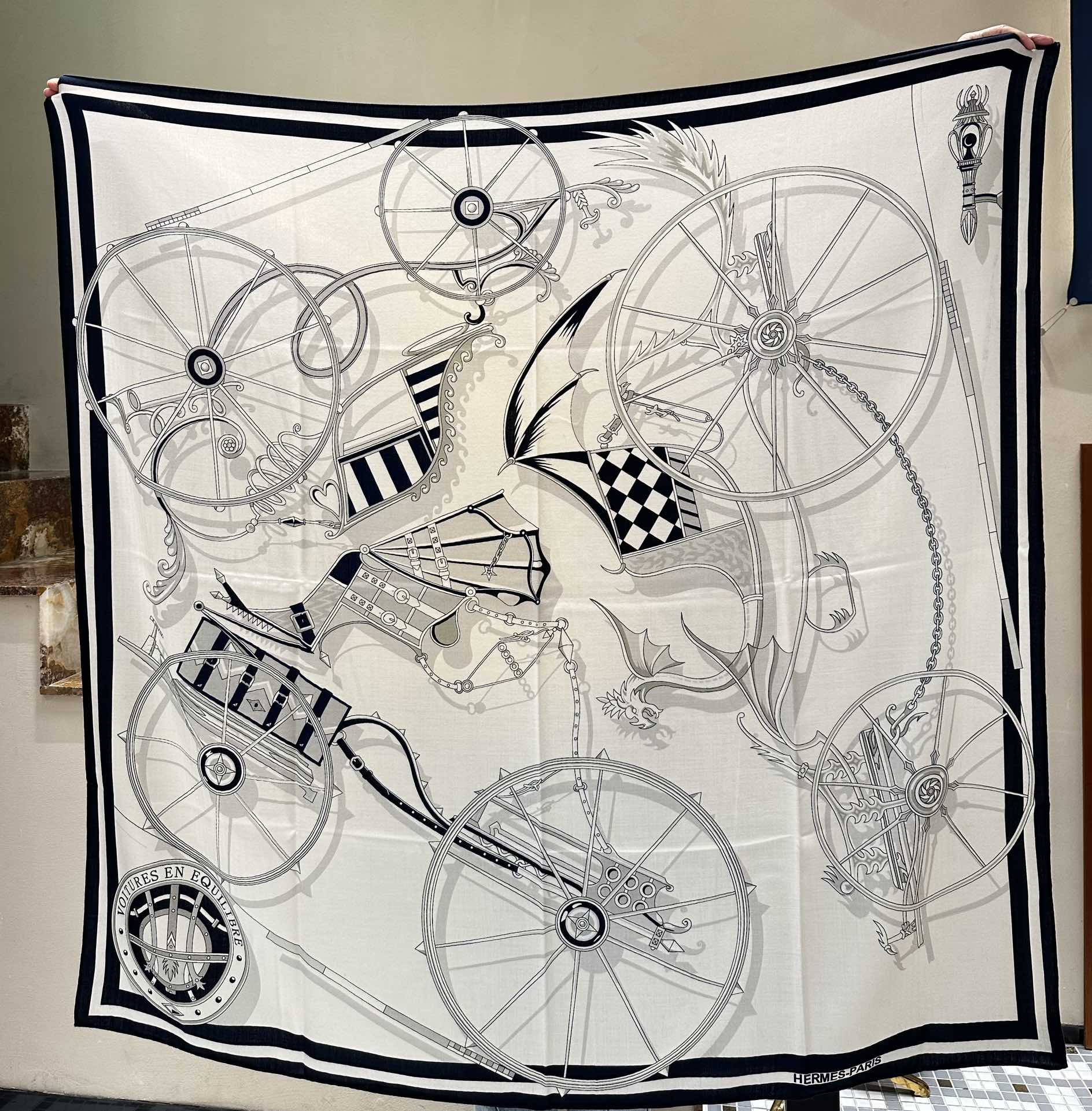 TOP HERMES Square Scarf 140*140cm  - White
