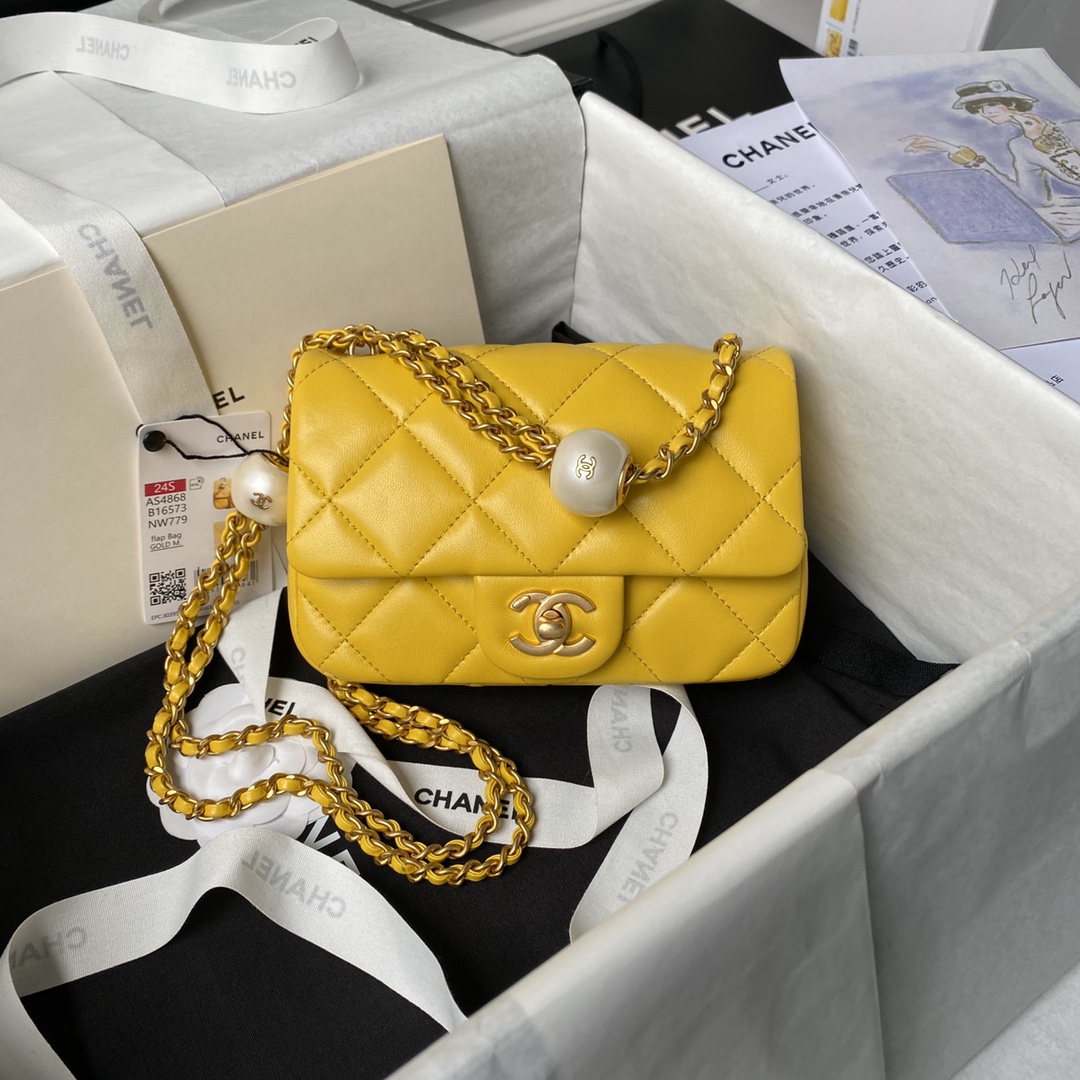 TOP CHANEL Pearl Flab Bag Mini 17x11.5x5cm - 3 Color