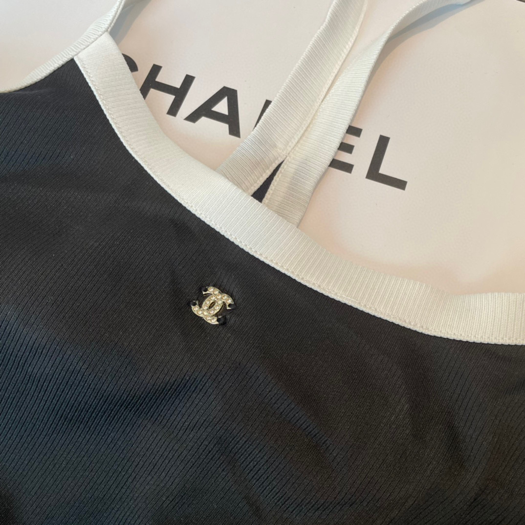 TOP CHANEL One-Piece Swimsuit - Black