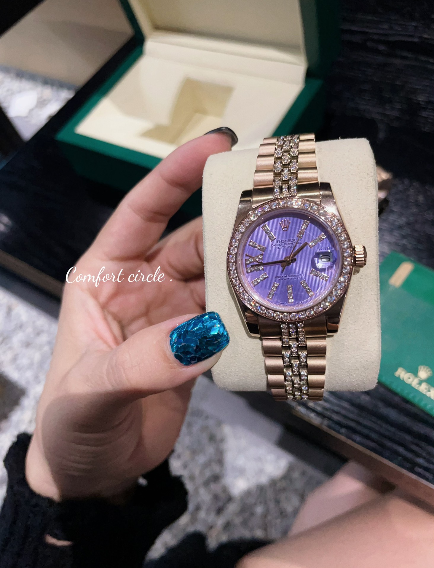 TOP ROLEX Purple Dial Watch 31mm - Rose Gold