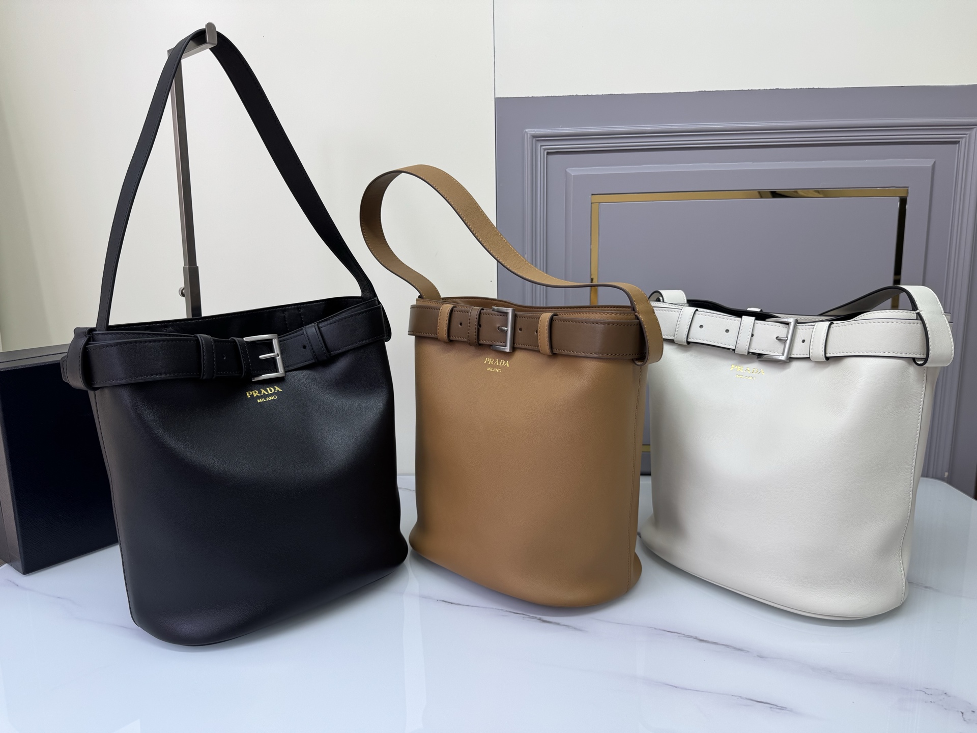 TOP PRADA Buckle Handbag Sheepskin 26.5*29*18cm - 3 Color