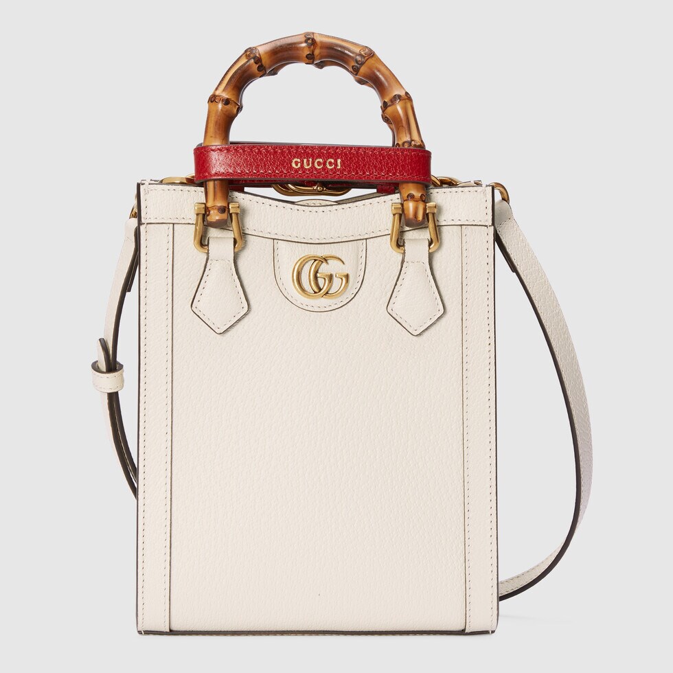 TOP GUCCI Diana Mini Tote Bag 15.5cm (W) x 19.5cm (H) x 6cm (D) - White
