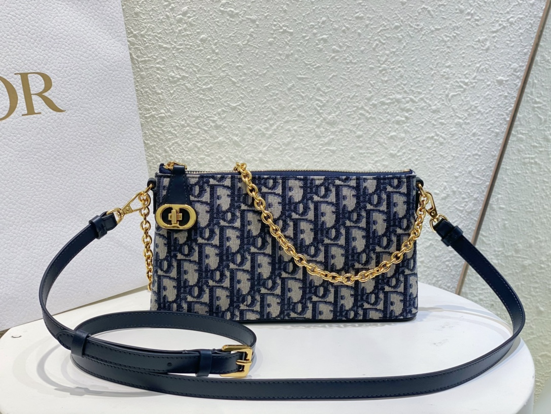Top Christian Dior Dior Midi Mini Small 30 Montaigne Bag CD Lock 23 x 13 x 5 cm  - Blue
