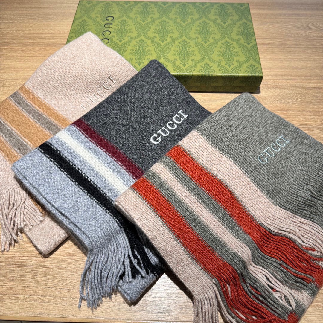 TOP GUCCI Cashmere Scarf 32 x 180 cm - 3 Colors