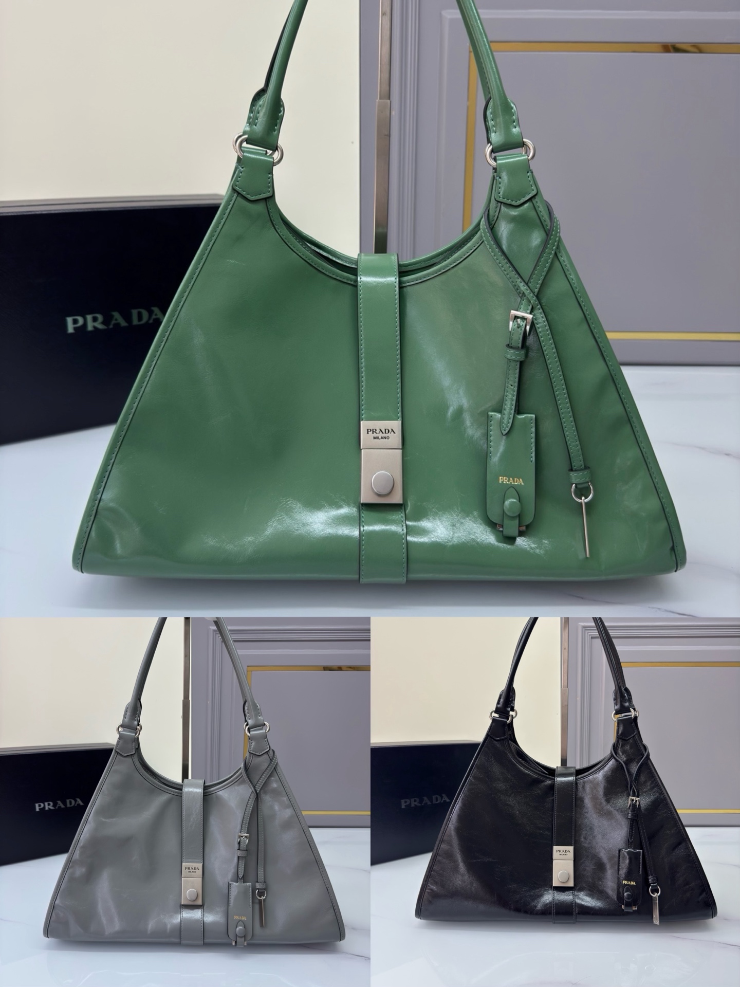 TOP PRADA Handbag Oil Wax 39*24.5*14cm - 3 Colour