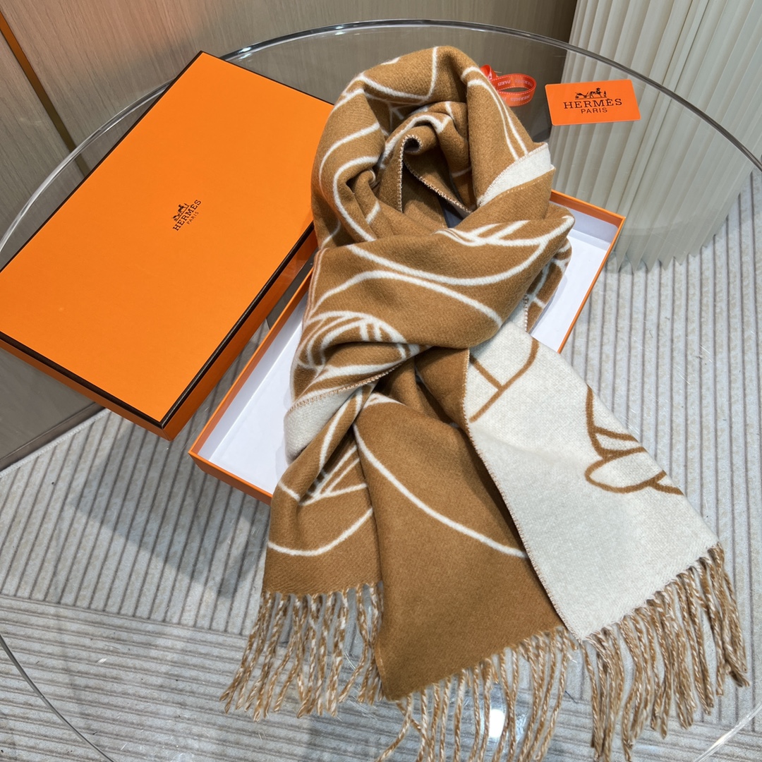 TOP HERMES Jacquard Horse Head Pattern Scarf 40 x 195 cm - 3 Colors