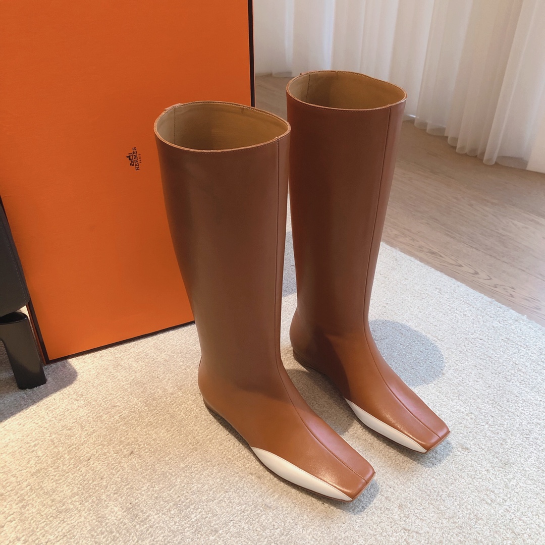 TOP HERMES Imported Cowhide Boots From Ltaly - 6 Colors