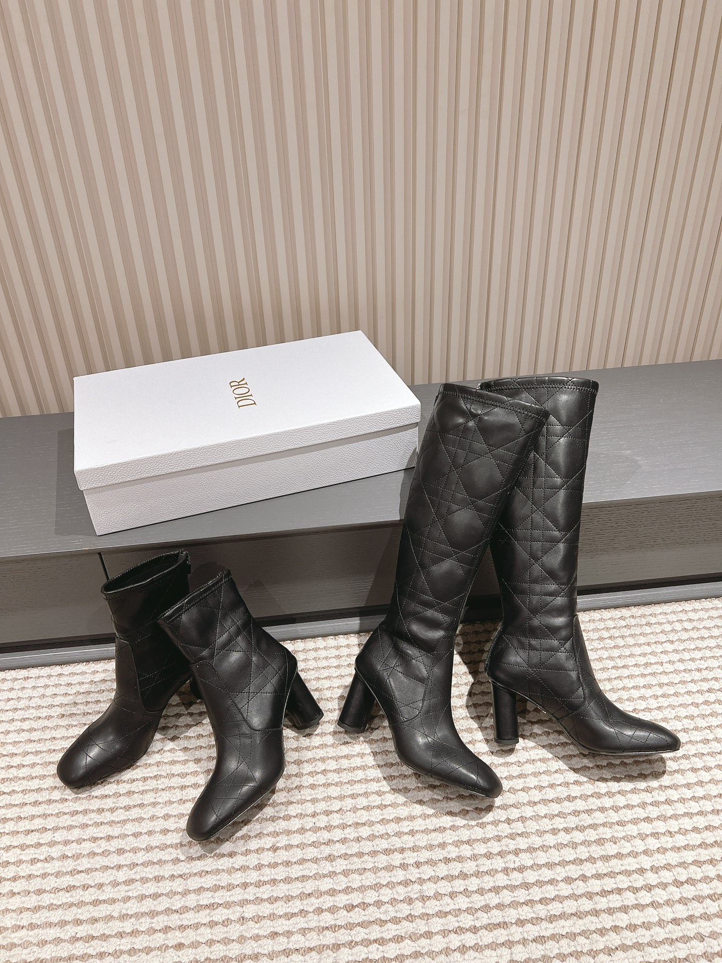 TOP Christian Dior D-Shadow High Heel Boots - Black