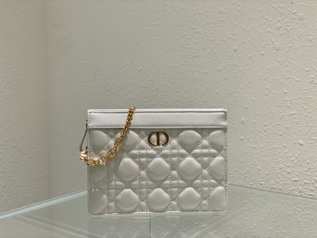 TOP Christian Dior Zipper handbag 19x14x3cm - 7 colors-White-Red-Black-Blue-Green-Grey-Apricot