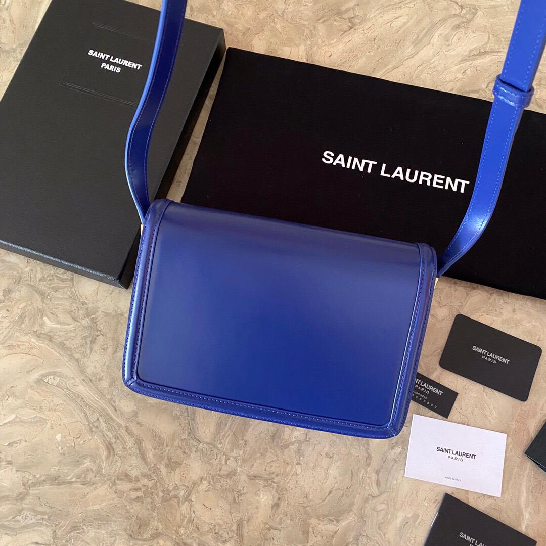 TOP Yves Saint Laurent YSL Solferino Medium Shoulder Bag - Blue Charron