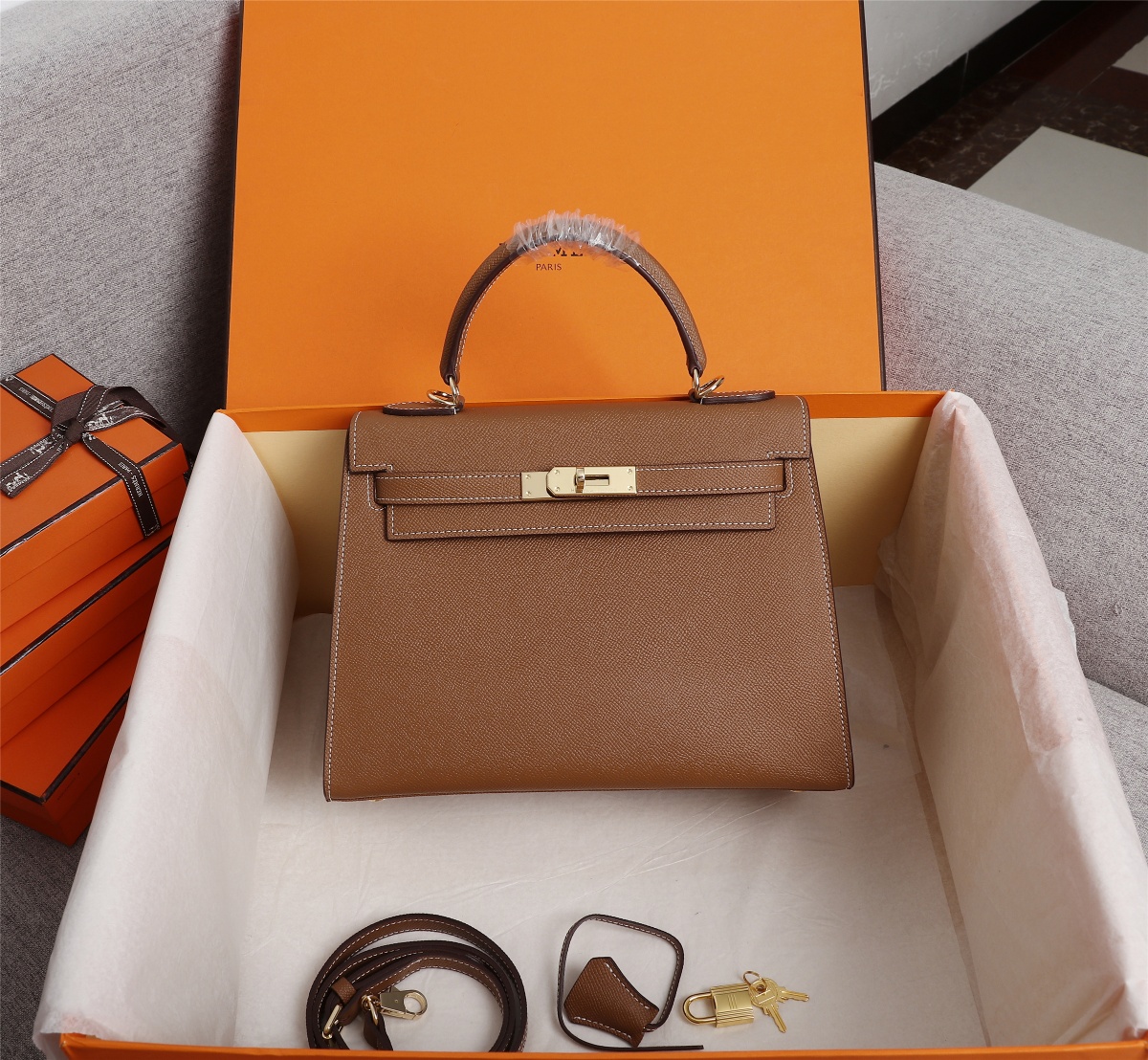 Hermès Kelly Gold Buckle Bag-Epsom(Replica)