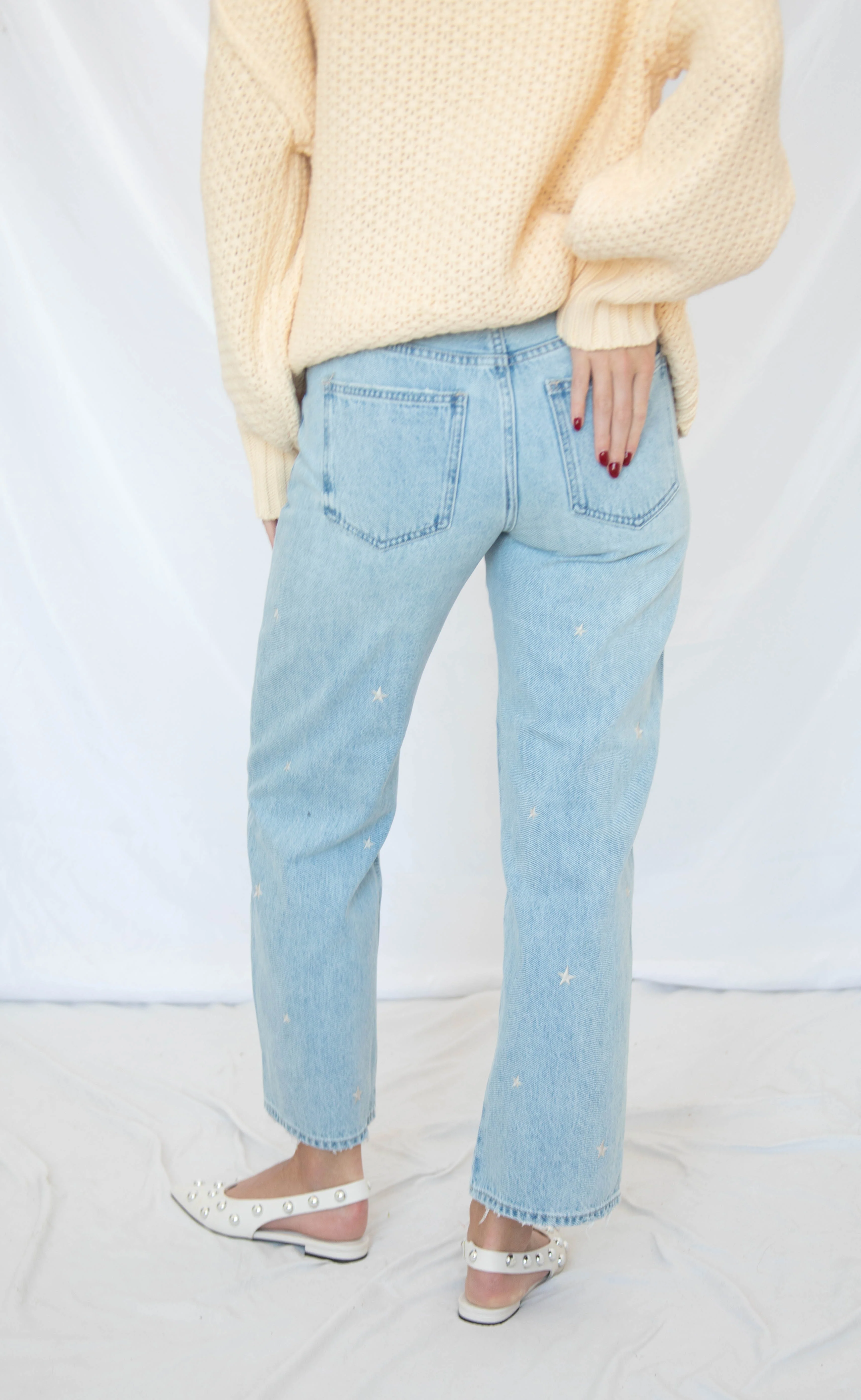 pistola: lexi mid rise bowed straight jeans - stellar vintage
