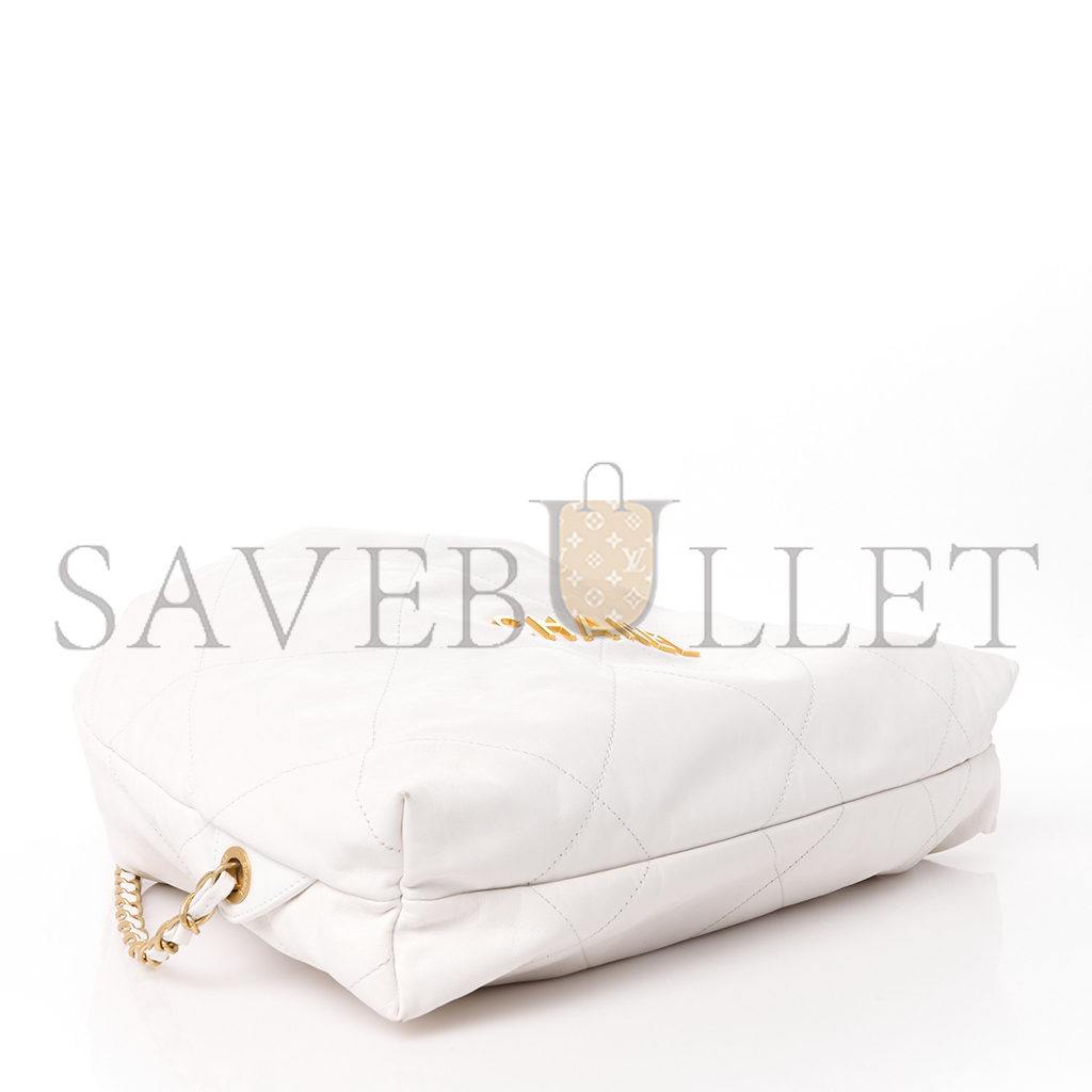 CHANEL MASTER SHINY CALFSKIN QUILTED CHANEL 22 BACKPACK WHITE (34*29*10.5cm)