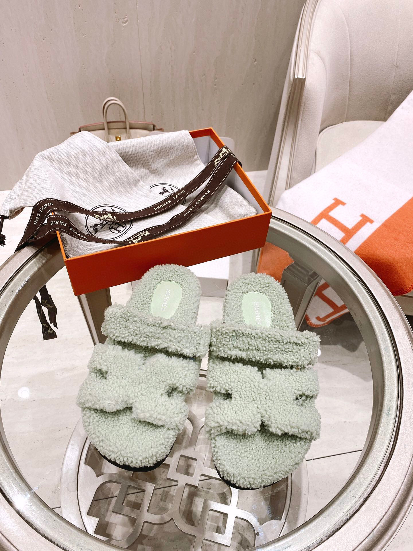 TOP HERMES Chypre Fur Sandal - 10 Colours