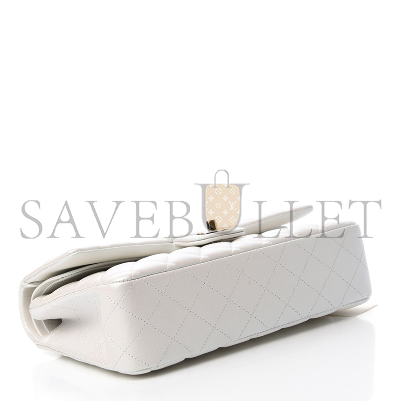 CHANEL MASTER IRIDESCENT QUILTED MEDIUM DOUBLE FLAP WHITE AS1112 (25*16*6cm)