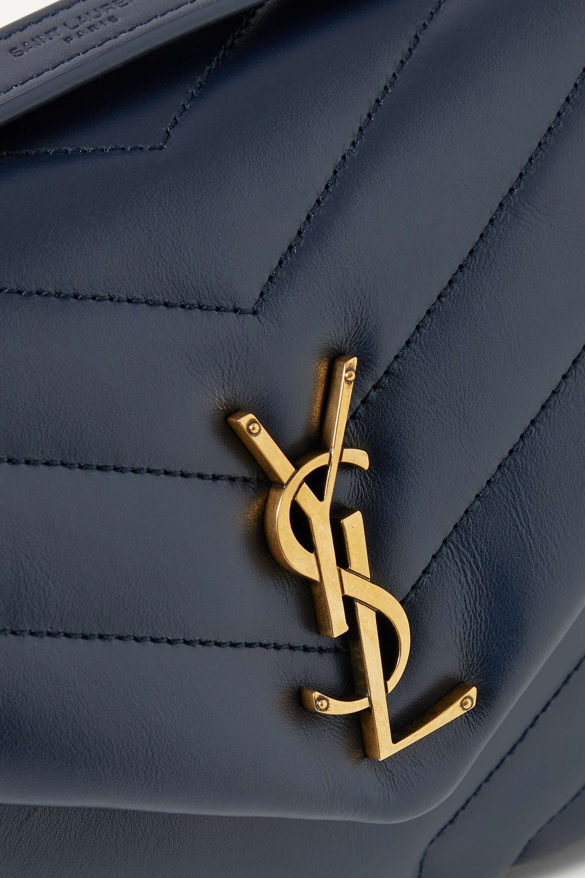 SAINT LAURENT YSL Loulou small quilted leather shoulder bag navy