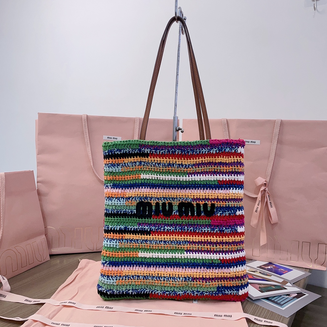 TOP Miu Miu Rainbow Woven Bag 30X38CM
