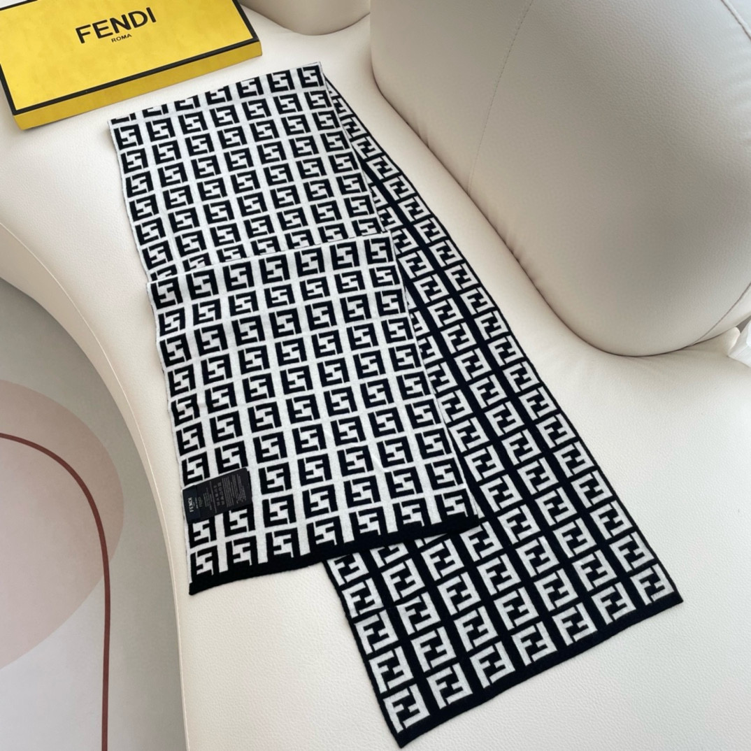 TOP FENDI Cashmere Monogram Rectangle Scarf 32x180cm - 2 Color