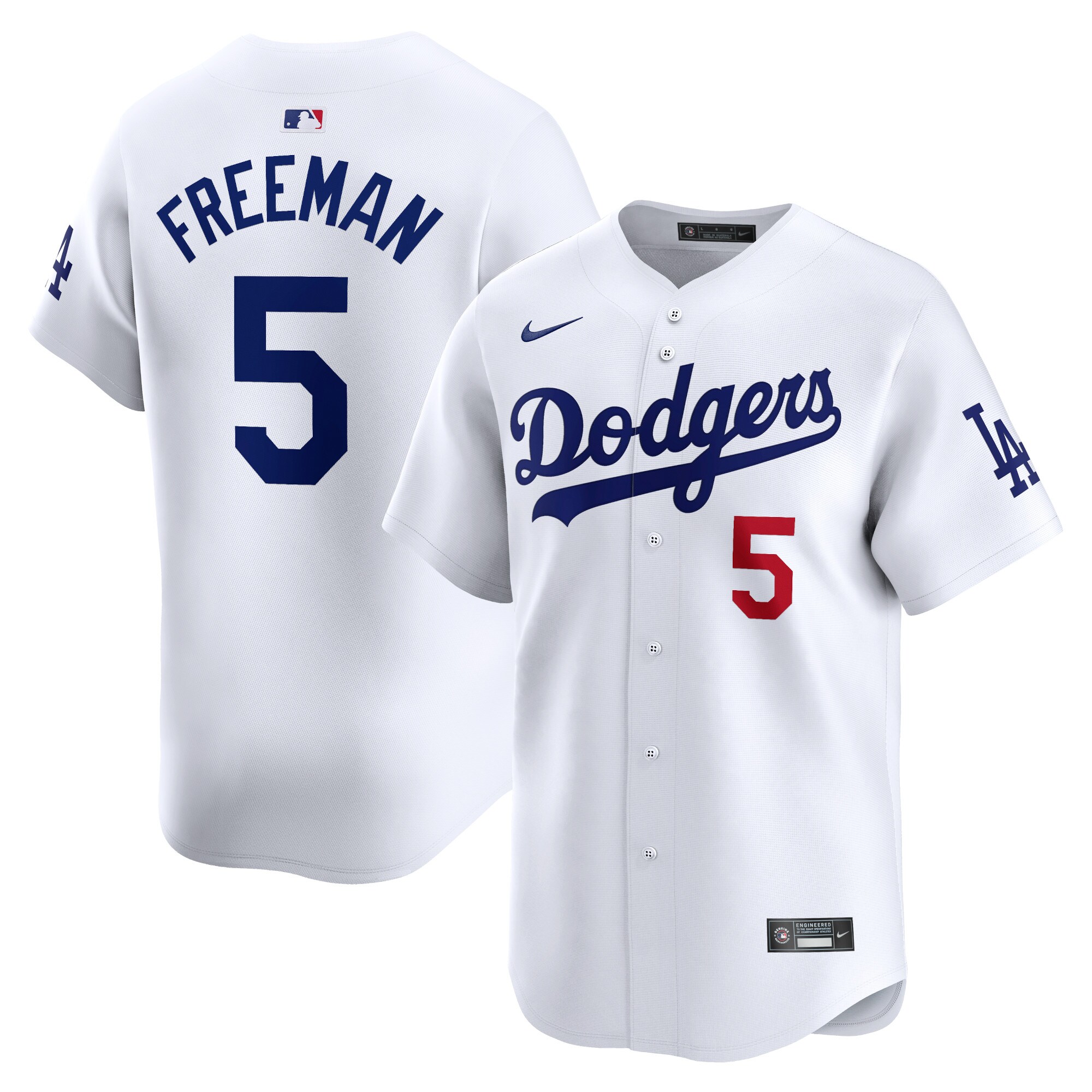 Los Angeles Dodgers 5# Dodgers Freddie Freeman Royal White Jersey