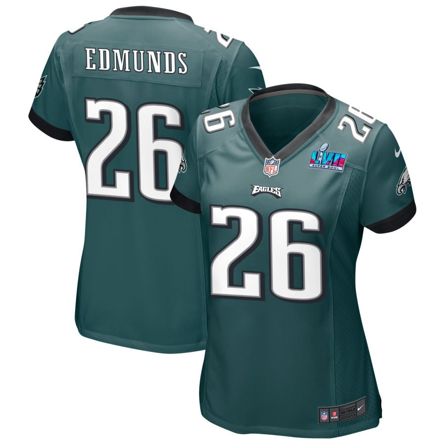 Terrell Edmunds Philadelphia Eagles  Women's Super Bowl LVII Game Jersey - Midnight Green