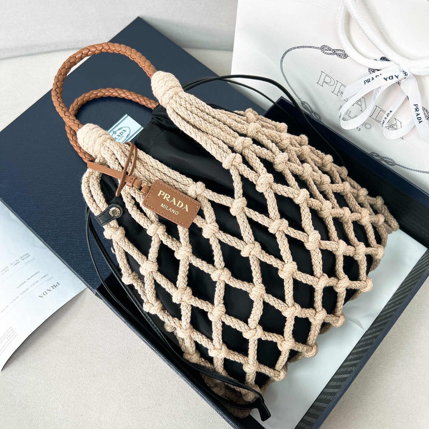 TOP PRADA Cotton Lace Handbag 37x30cm - 3 Color