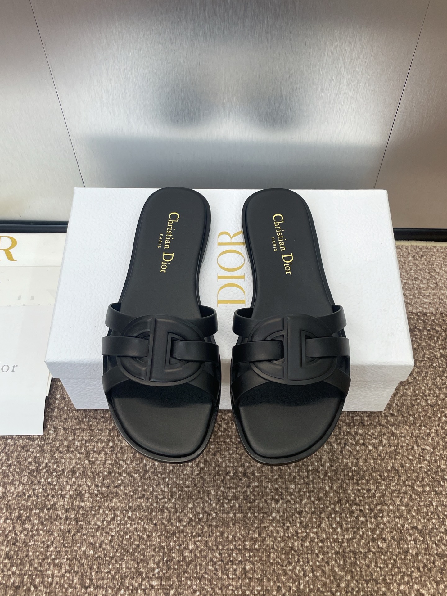 TOP Christian Dior D-Club Flat Slippers Calfskin - 7 Color