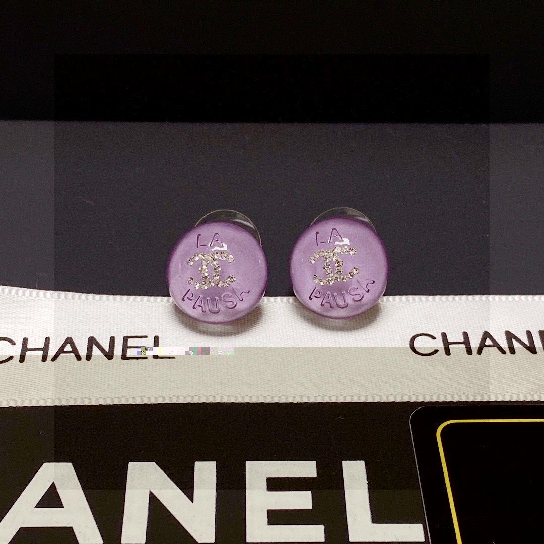 TOP CHANEL CC Earrings-Purple