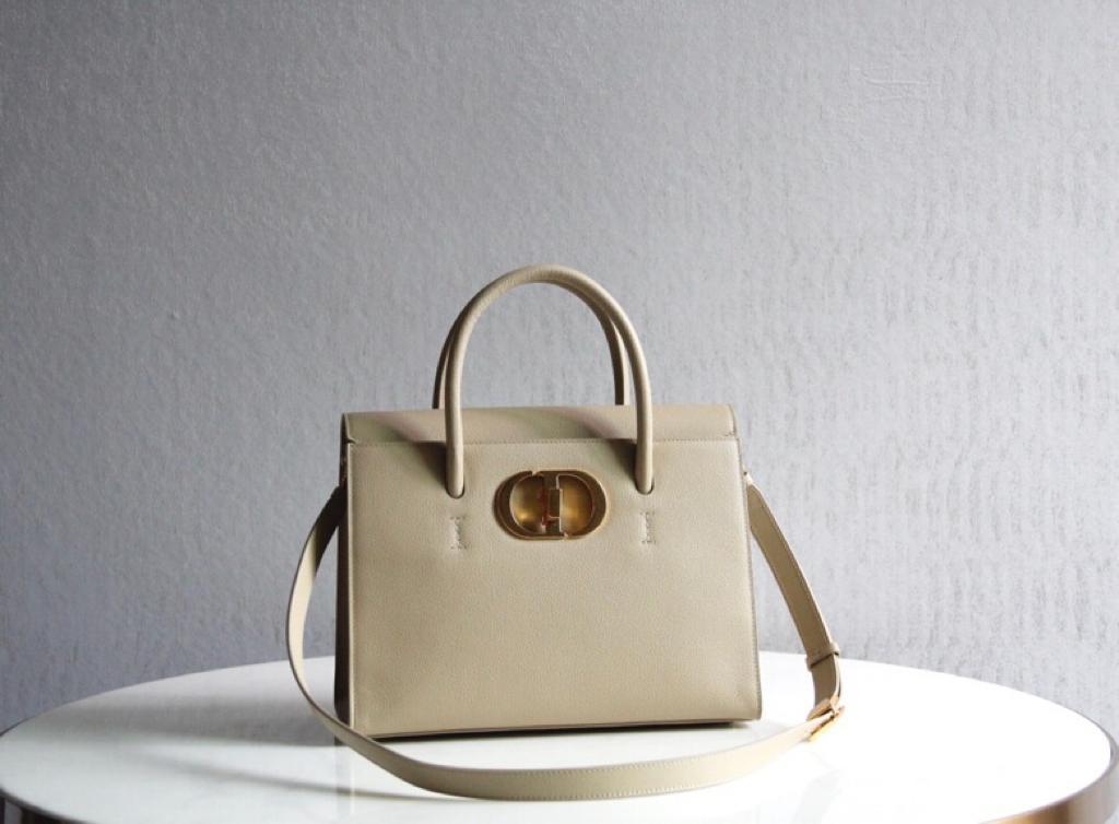 TOP Christian Dior Large St Honoré Tote Bag Grained Calfskin - Apricot