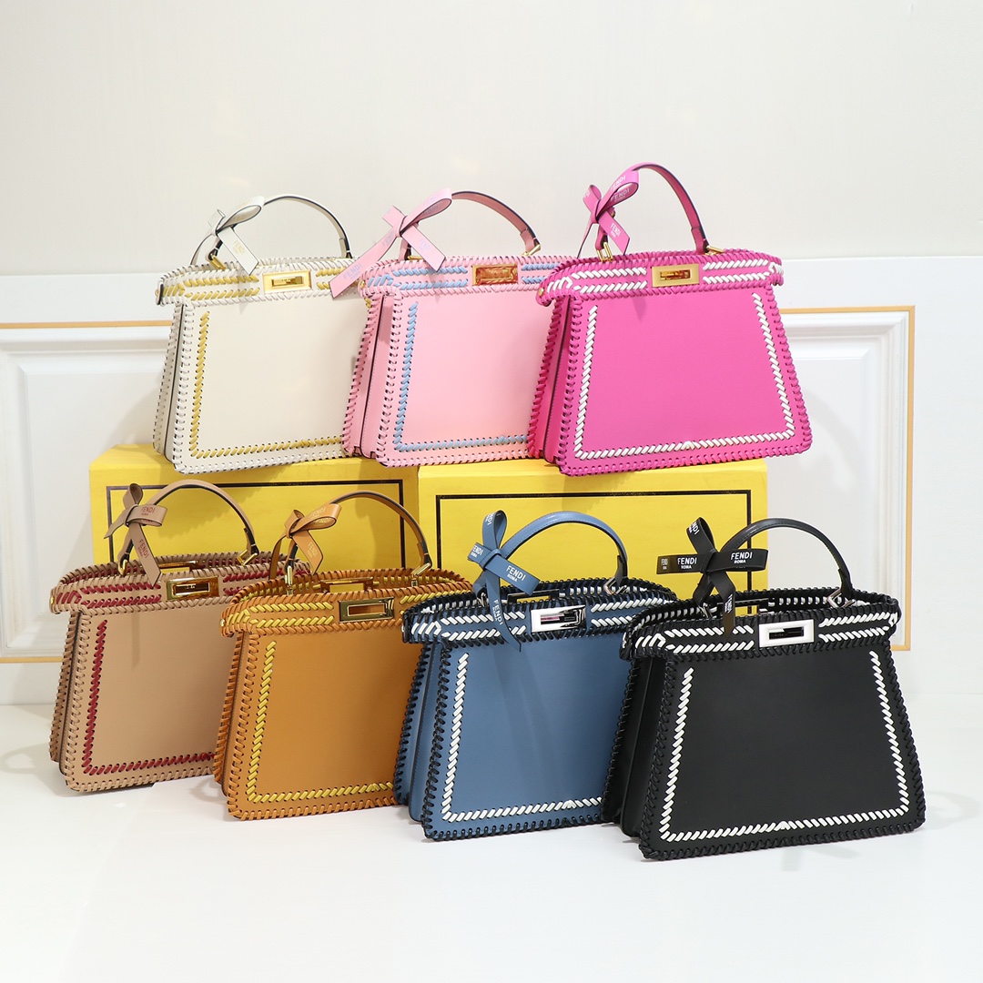 TOPFENDI Medium Leather Material Peekaboo Bags 33×25×11CM - 9 Colors - GHW&SHW