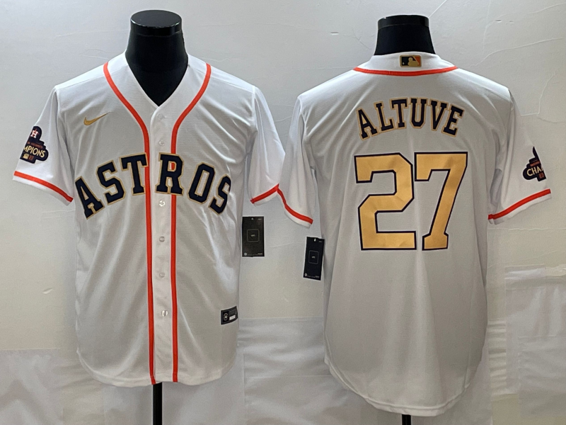 Men's Houston Astros Jose Altuve White/Gold 2023 Gold Collection Replica Player Jersey
