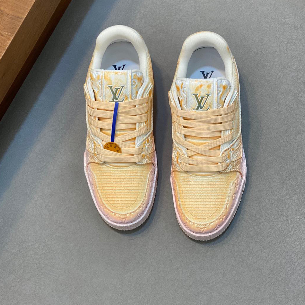 Louis Vuitton LV Trainer Croc-Embossed Denim Sneaker (Replica)