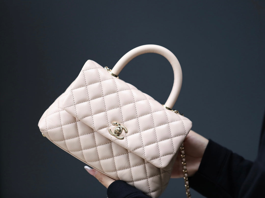 TOP CHANEL CoCo Handle Bag Small 19cm - Light Pink & GHW