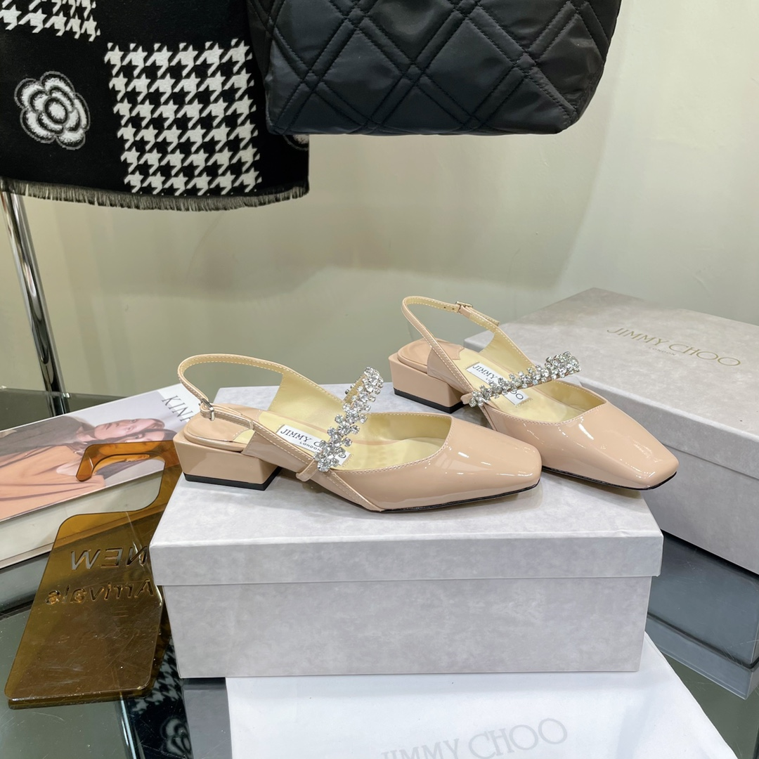 Jimmy Choo 4.5CM Bun With High HeelsSlide Sandal (Replica)