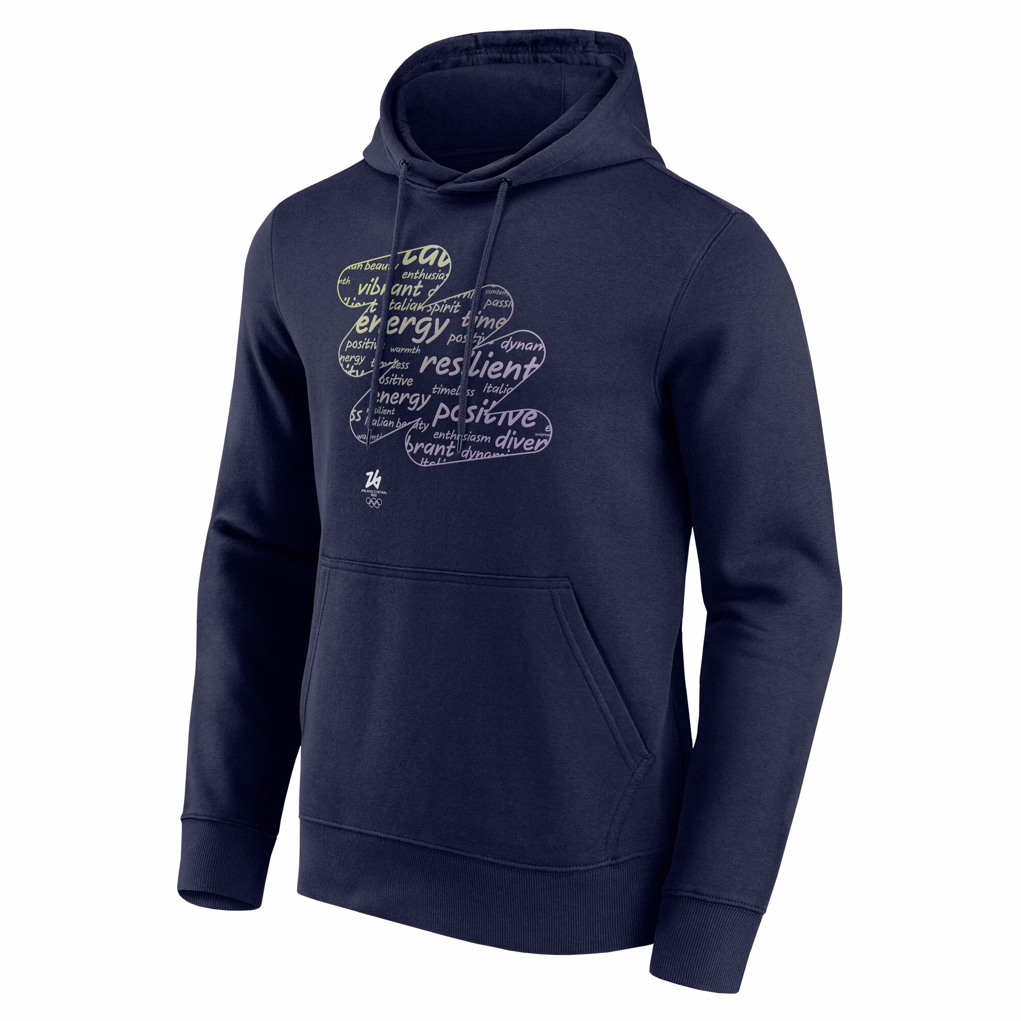 Milano Cortina 2026 Olympics Values Box Graphic Hoodie - Navy
