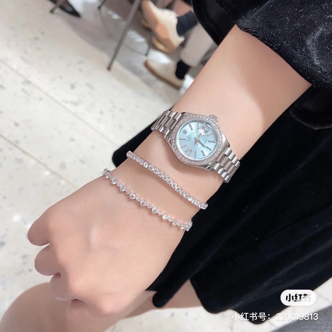 TOP ROLEX Blue Dial Watch 31mm - Silver