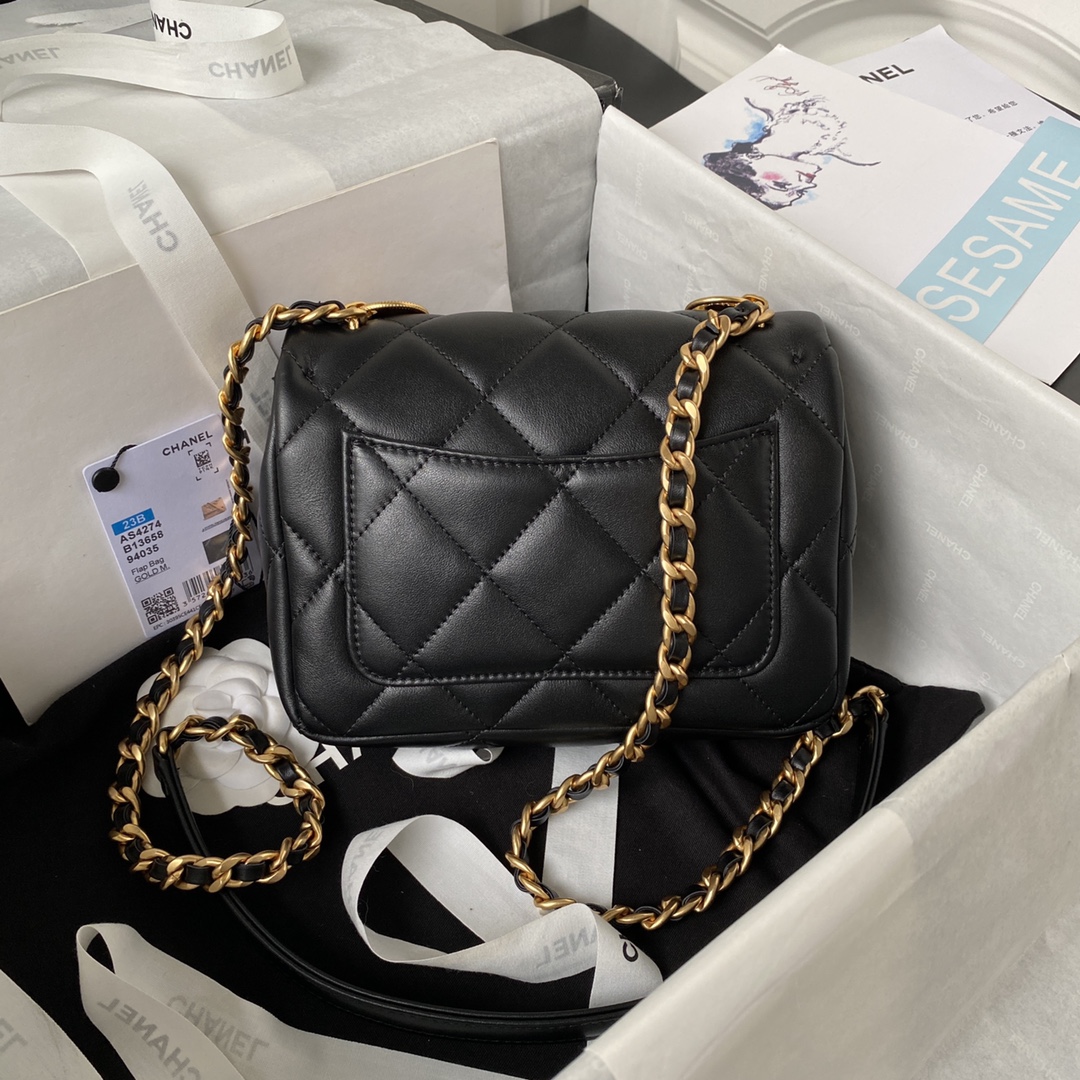 TOP CHANEL 23B Gold Coin Cap Bags 13X17X6cm -2 Colors&GHW