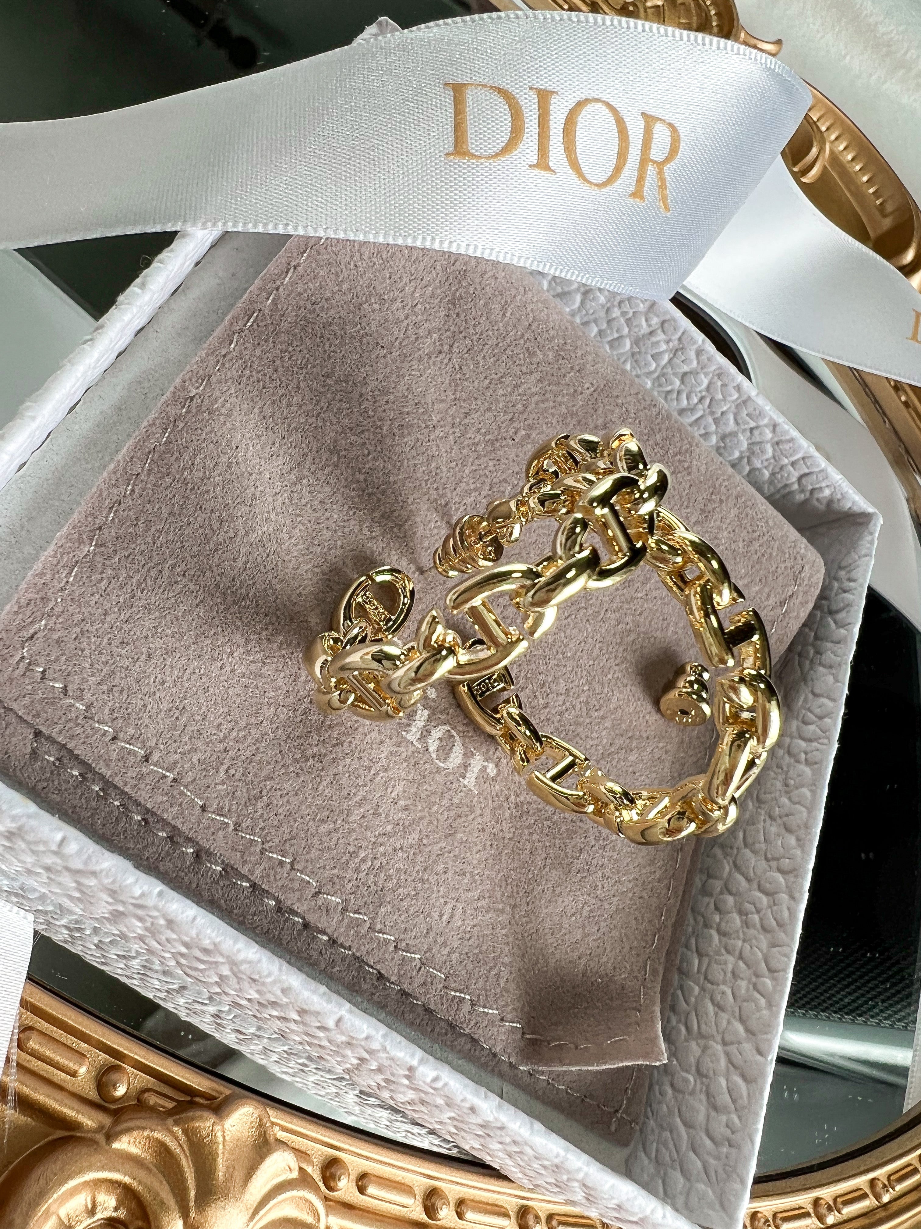 TOP Christian Dior Navy Hoops Earrings - Gold