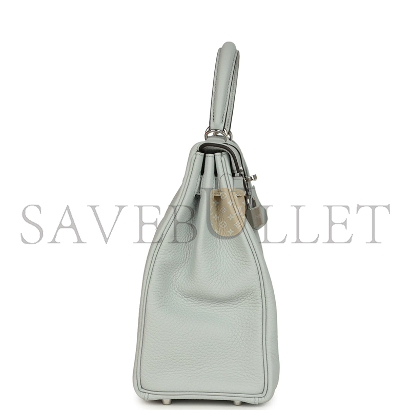 HERMÈS MASTER KELLY RETOURNE 32 BLEU PALE CLEMENCE PALLADIUM HARDWARE (32*23*12cm)