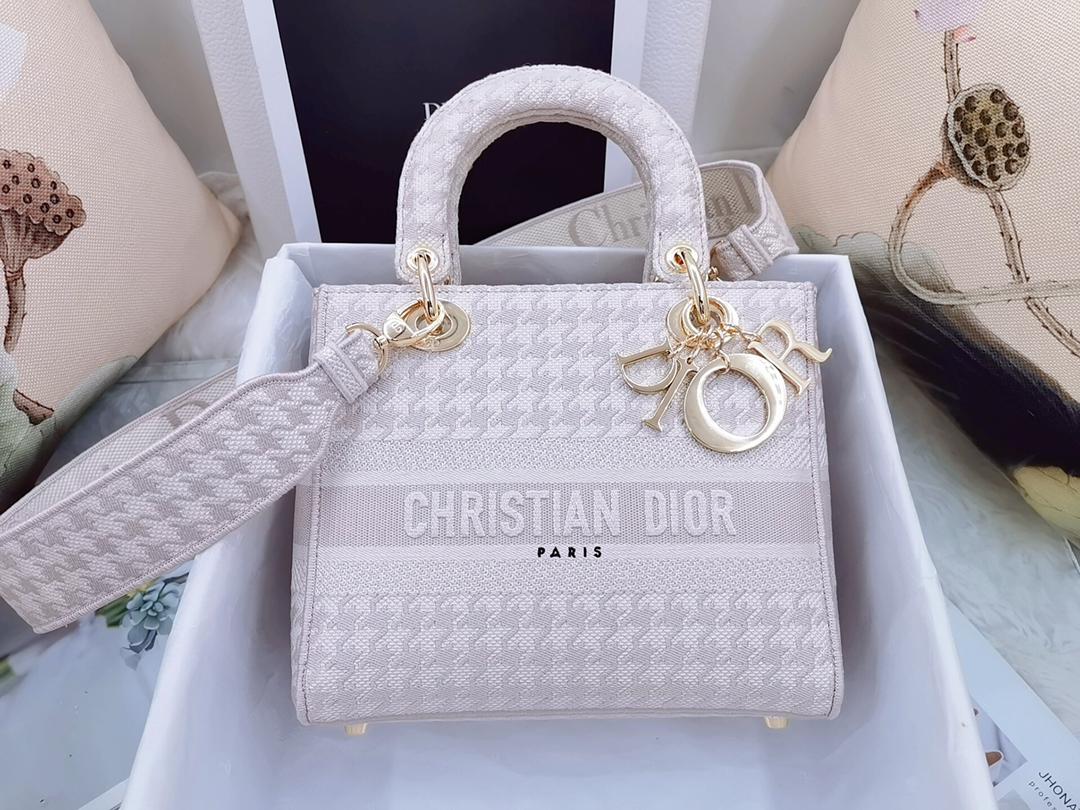 Top Christian Dior Lady Christian Dior Bag D-Lite Houndstooth - Rose Powder