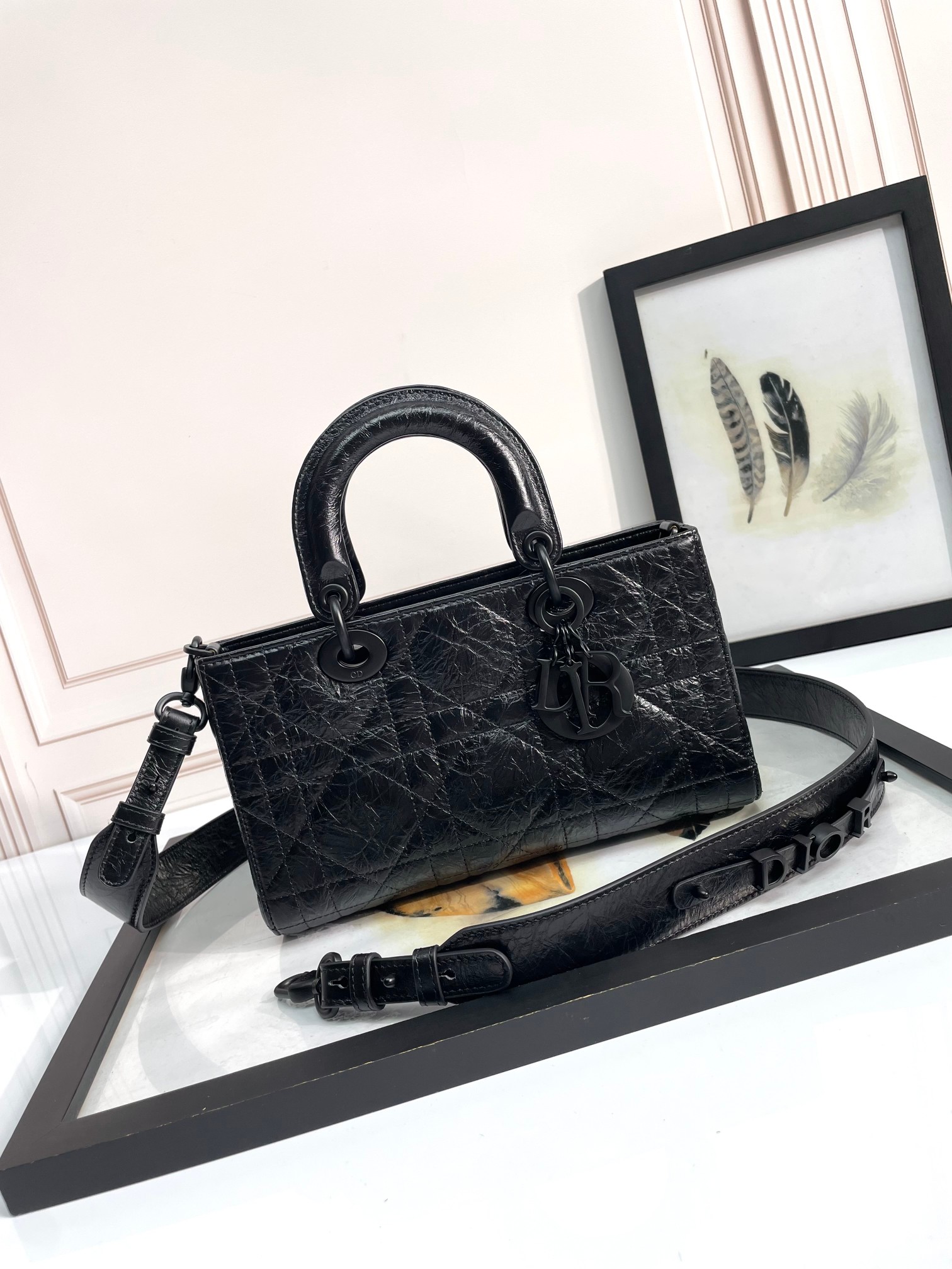 TOP Christian Dior Lady D-Joy Bag 26 x 15 x 8 cm  - Black