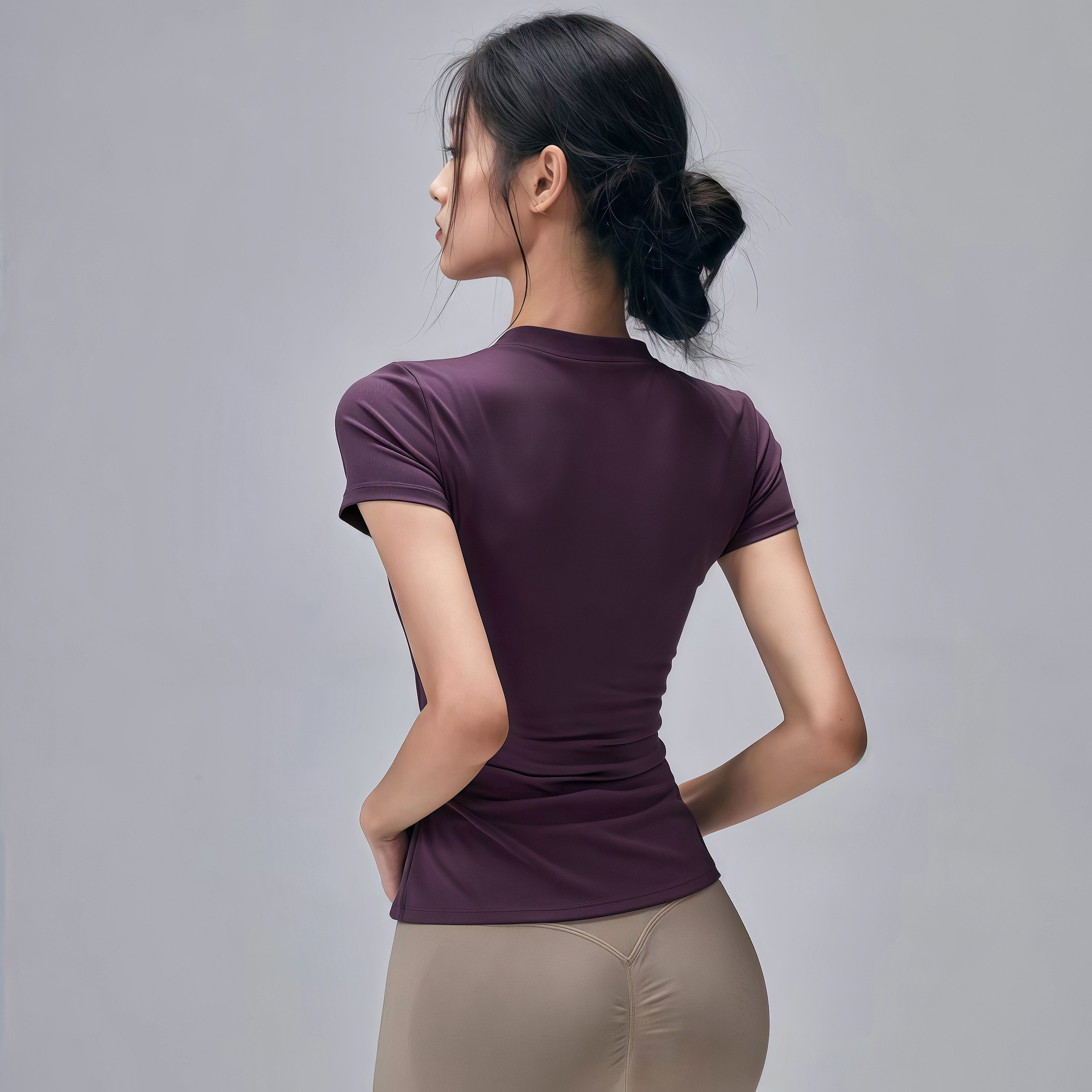 Spring and summer new slim-fit sports women's short-sleeve slimming thin breathable yoga t-shirt high-elastic fitness top levelkeen