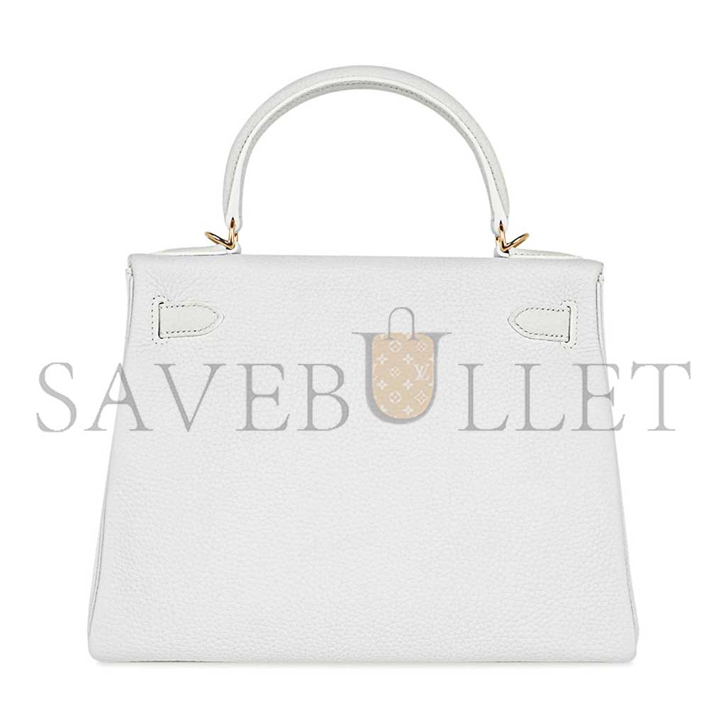 HERMÈS KELLY 28 WHITE BAG GOLD HARDWARE LEATHER (28*22*10cm)
