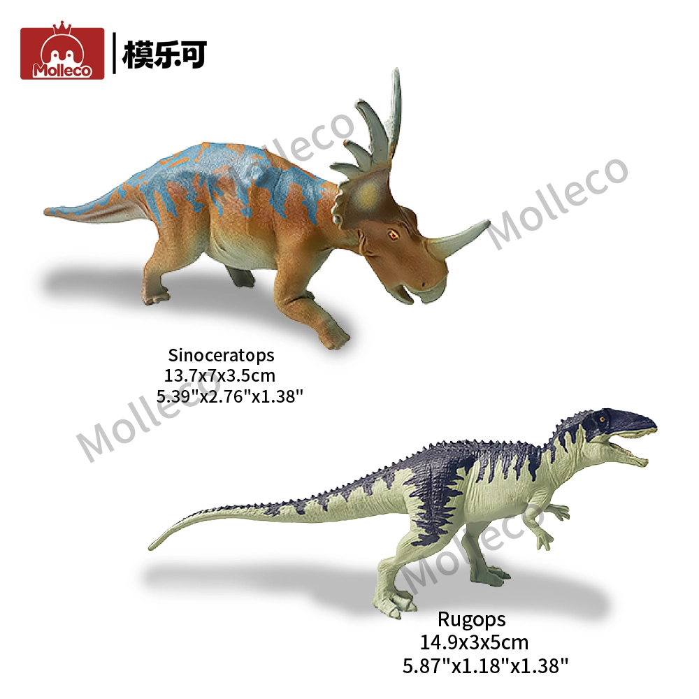 Molleco Dinosaur Figure Toys for Kids and Children Styracosaurus+Carcharodontosaurus CP0161
