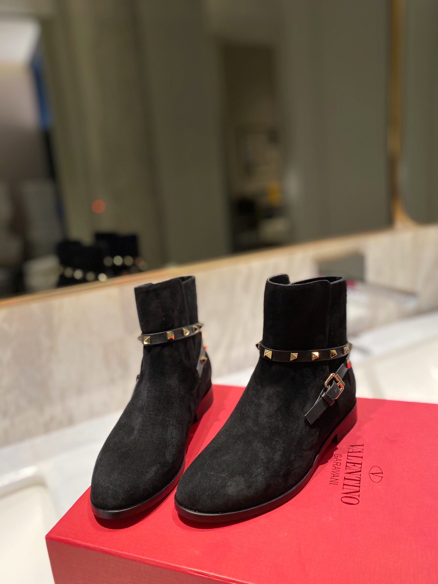 TOP VALENTINO Cowhide Leather Short Boots  - Black