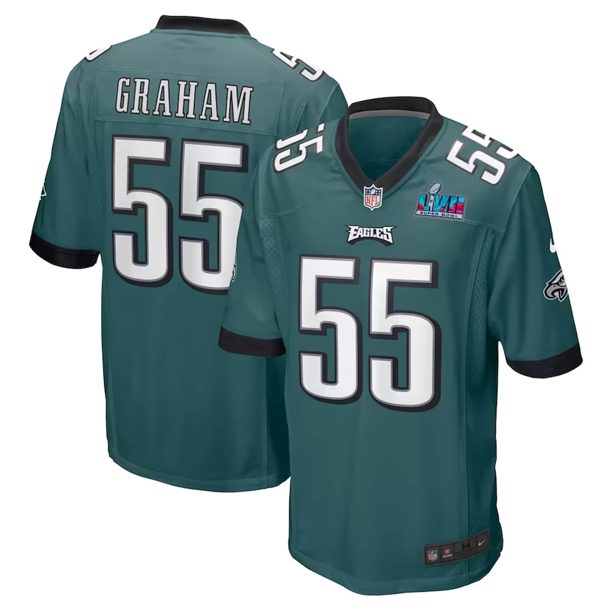 Brandon Graham Philadelphia Eagles  Super Bowl LVII Patch Game Jersey - Midnight Green