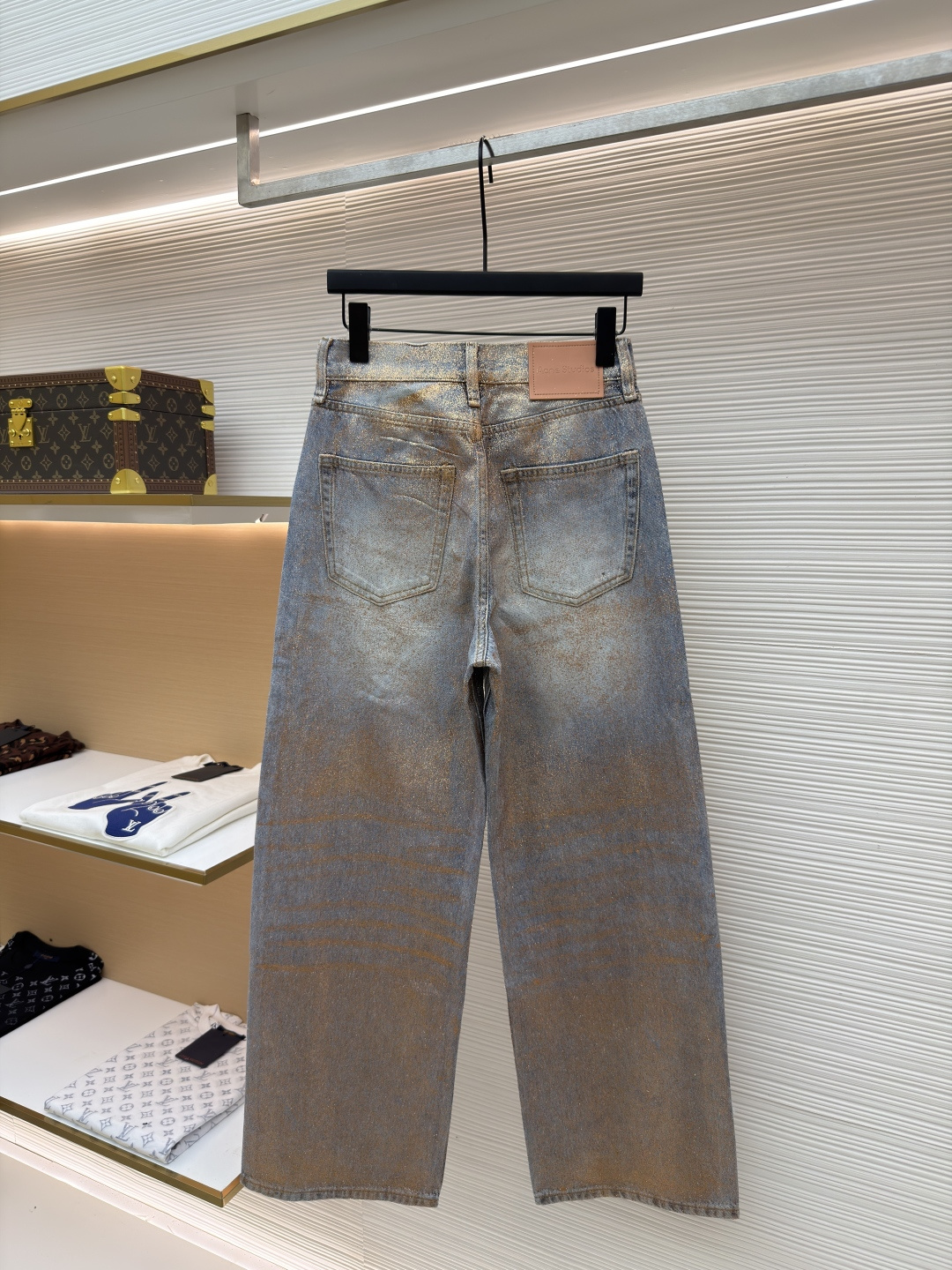 Acne Studios 渐变烫金闪粉牛仔长裤
