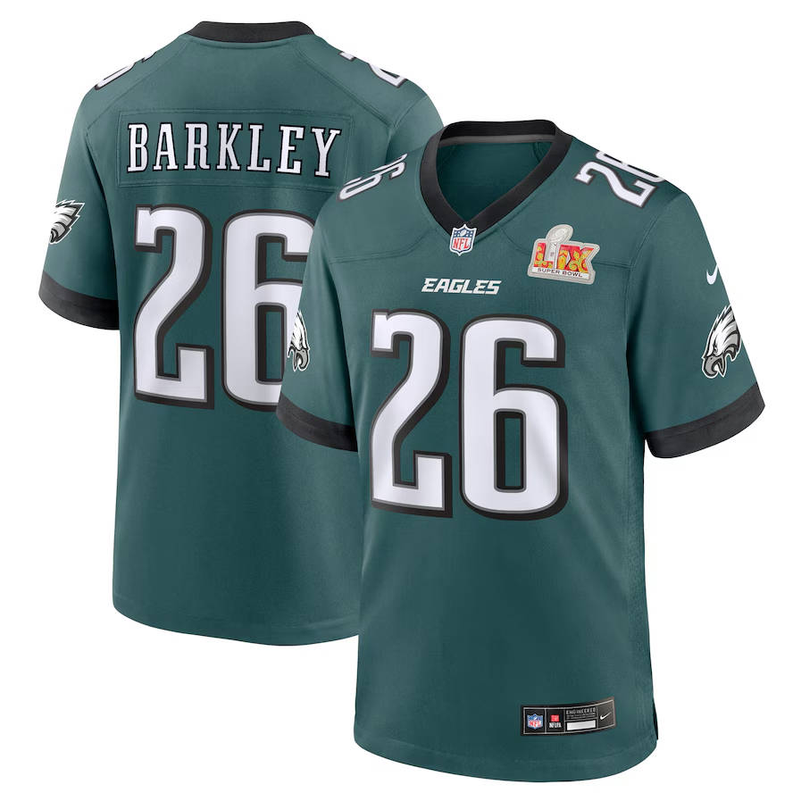 Saquon Barkley Midnight Green Philadelphia Eagles Super Bowl LIX Game Player Jersey