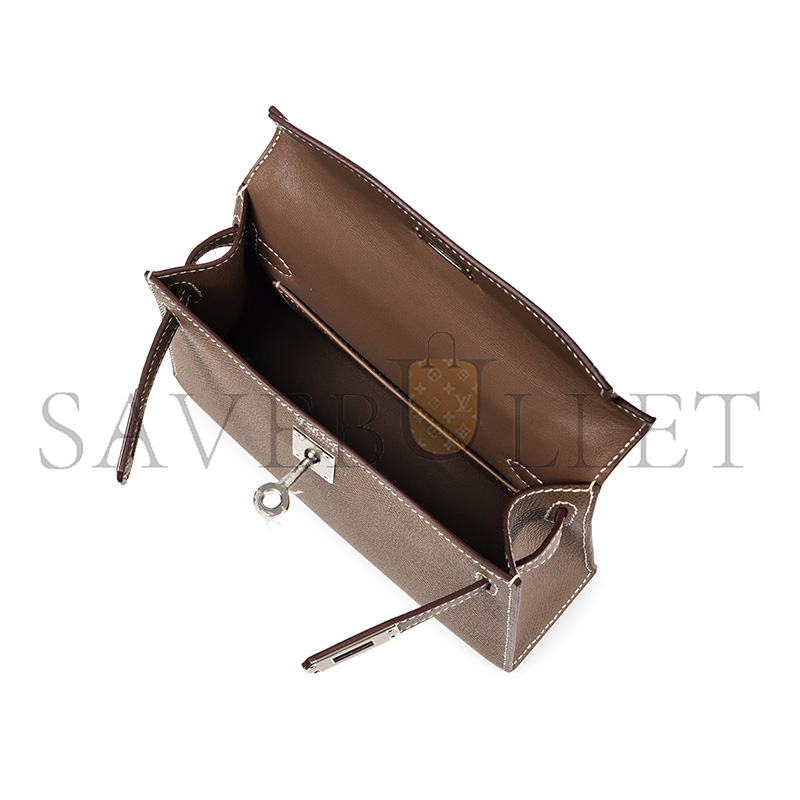 HERMES MINI KELLY EPSOM SILVER BUCKLE (19*12*5.5cm)